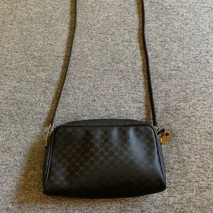 Gucci Black Monogram Satchel Crossbody Leather